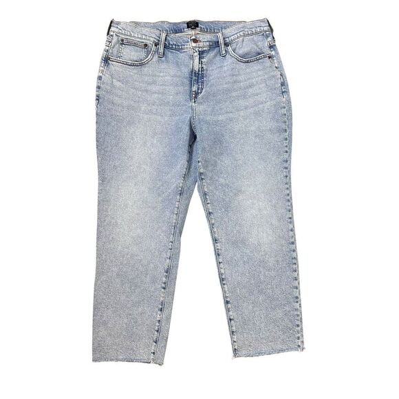 J. Crew Essential Straight Cropped Jeans Womens 35 Light Blue High Rise Raw Hem - Picture 4 of 16